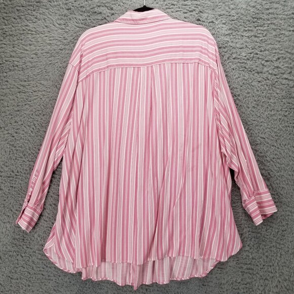 Torrid Shirt Womens 4X Pink Striped Long Sleeve Button Up Collared Pocket - Picture 10 of 11